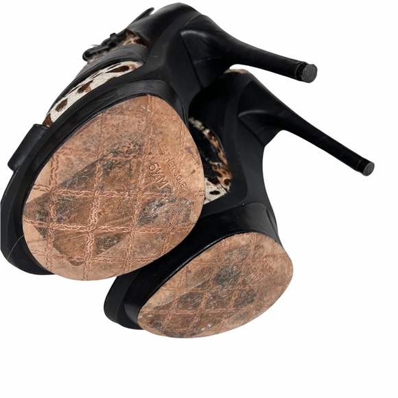 L.A.M.B. Dorrie Animal Print Real Fur Peep Toe High Heeled Booties Size 5.5 - Picture 9 of 12